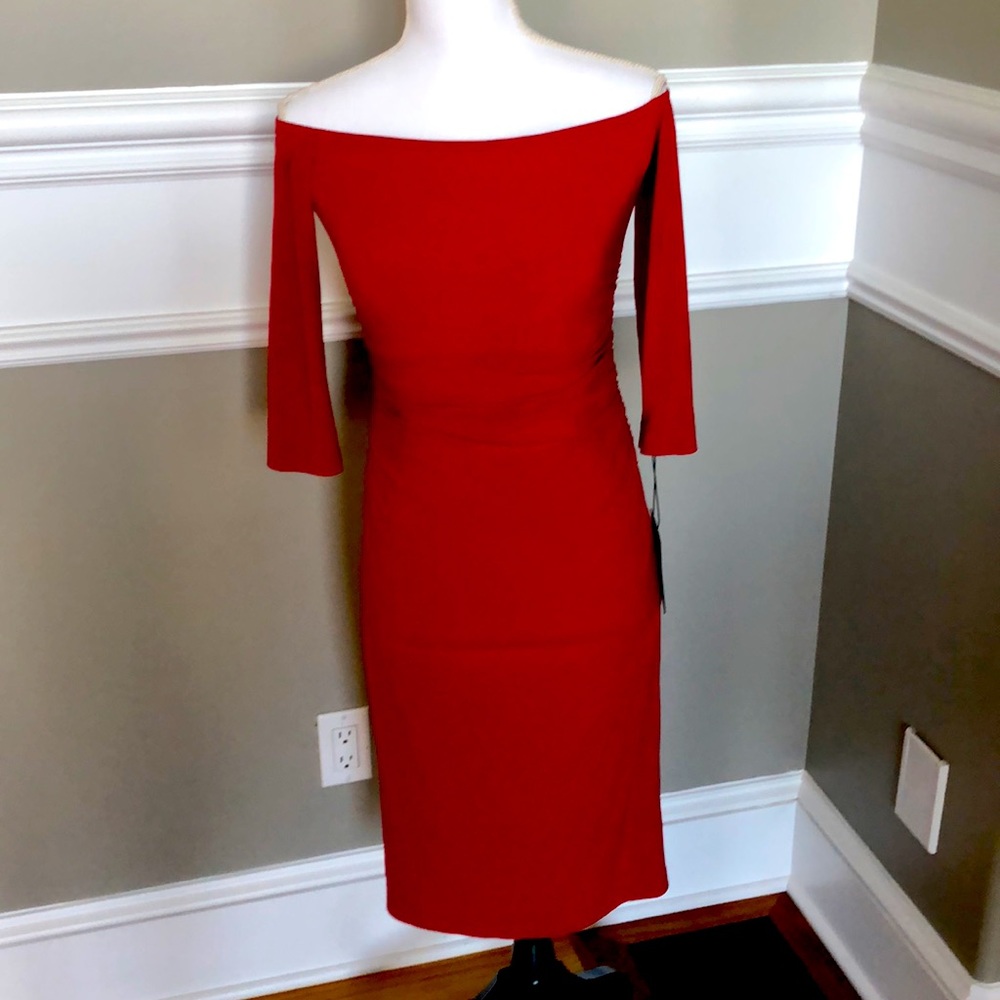 NWT Norma Kamali off shoulder shirred dress, XS